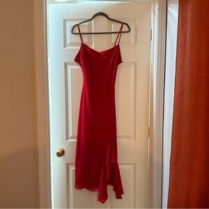 H&M Hennes Red Asymmetrical Slip Dress | Y2K Tango Vibes | Size 42